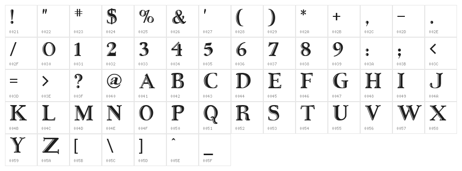 Ursa SerifEngraved Character Map