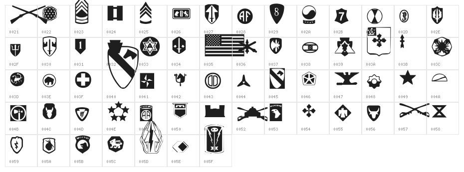 US Army Character Map
