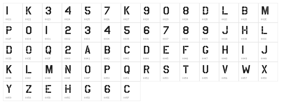 USAAF_Stencil Character Map