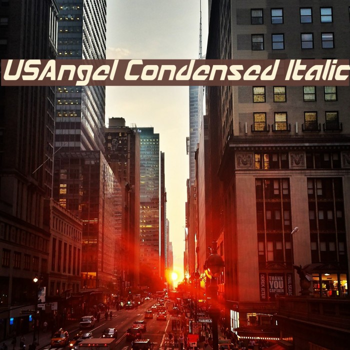 USAngel Condensed Italic Font examples