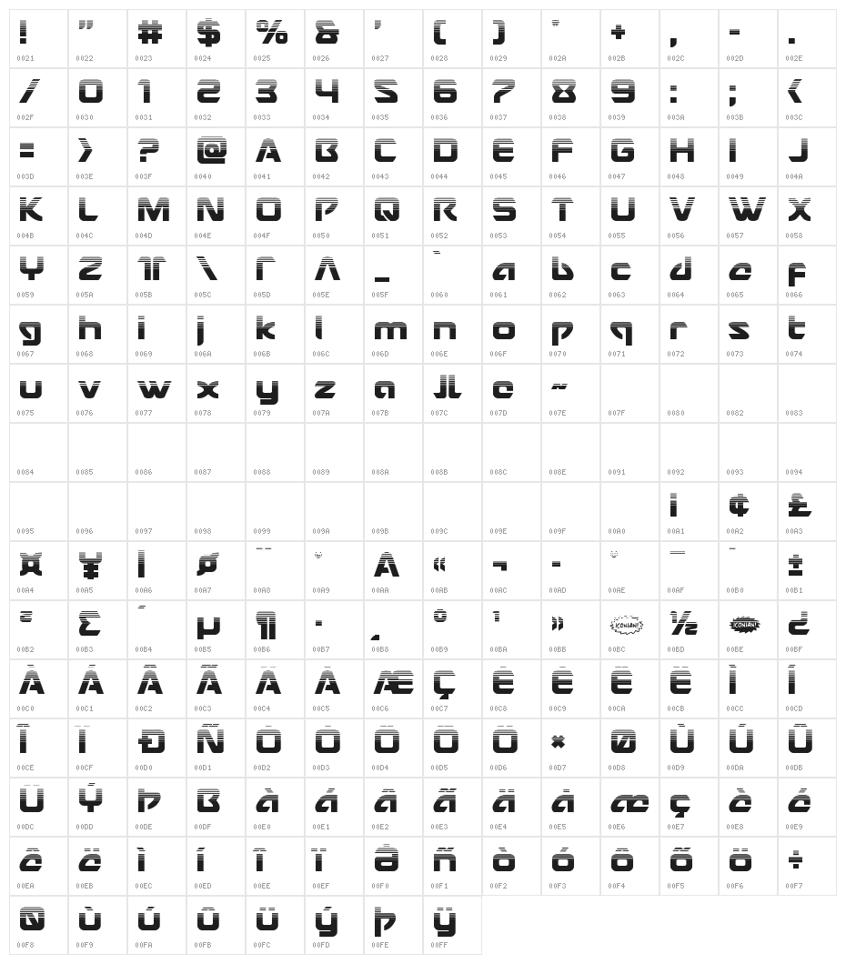 USAngel Halftone Character Map