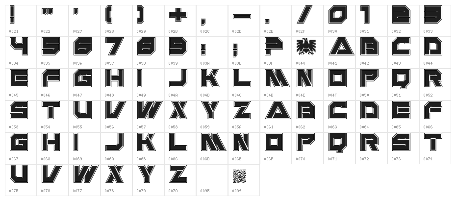 USPF Liberty Inline Character Map