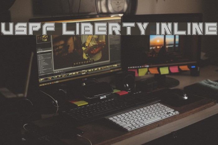 USPF Liberty Inline Font examples