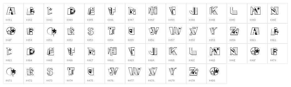Usang Regular Character Map