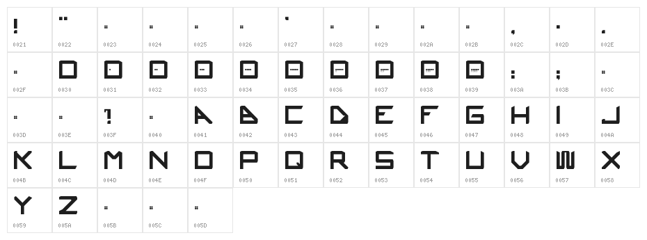 Ustura Regular Character Map