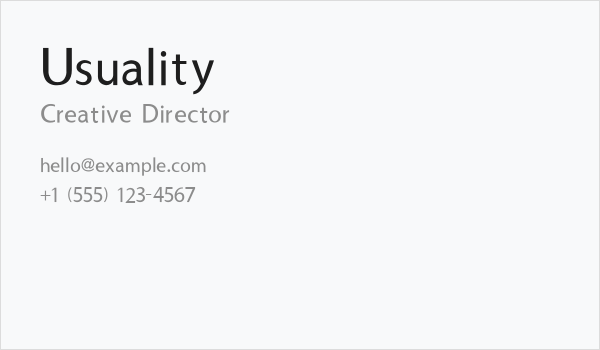 Usuality Business Card
