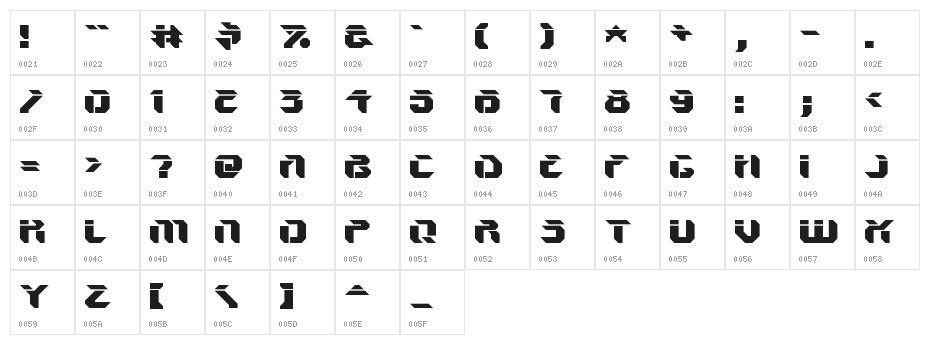 V5 Ampon Upright Character Map