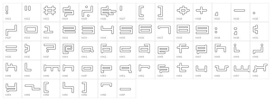V5 Cuadra2 Outline Character Map