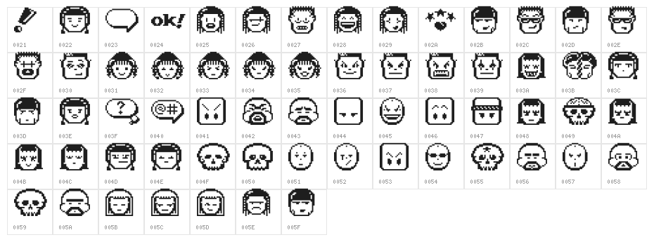 V5 Pixelpals Character Map