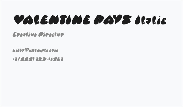 VALENTINE DAYS Italic Business Card