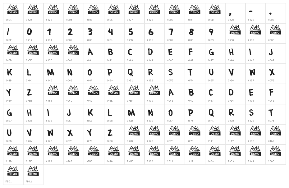 VARIALHELLFLIP Character Map