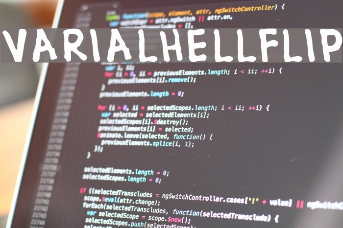 VARIALHELLFLIP Font examples