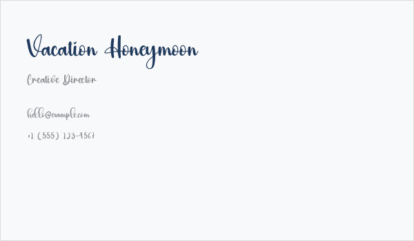 Vacation Honeymoon Business Card