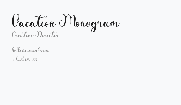 Vacation Monogram Business Card