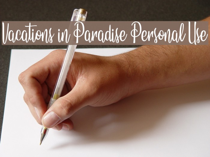 Vacations in Paradise Personal Use Font examples