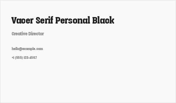 Vacer Serif Personal Black Business Card