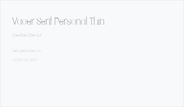 Vacer Serif Personal Thin Business Card