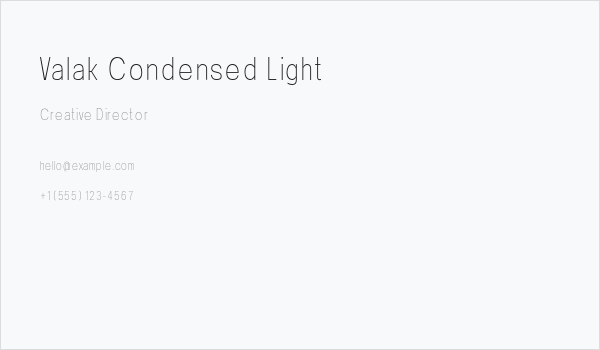 Valak Condensed Light Business Card
