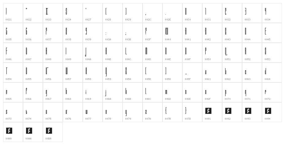 Valdero Regular Character Map
