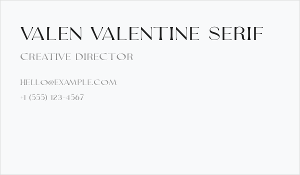 Valen Valentine Serif Business Card