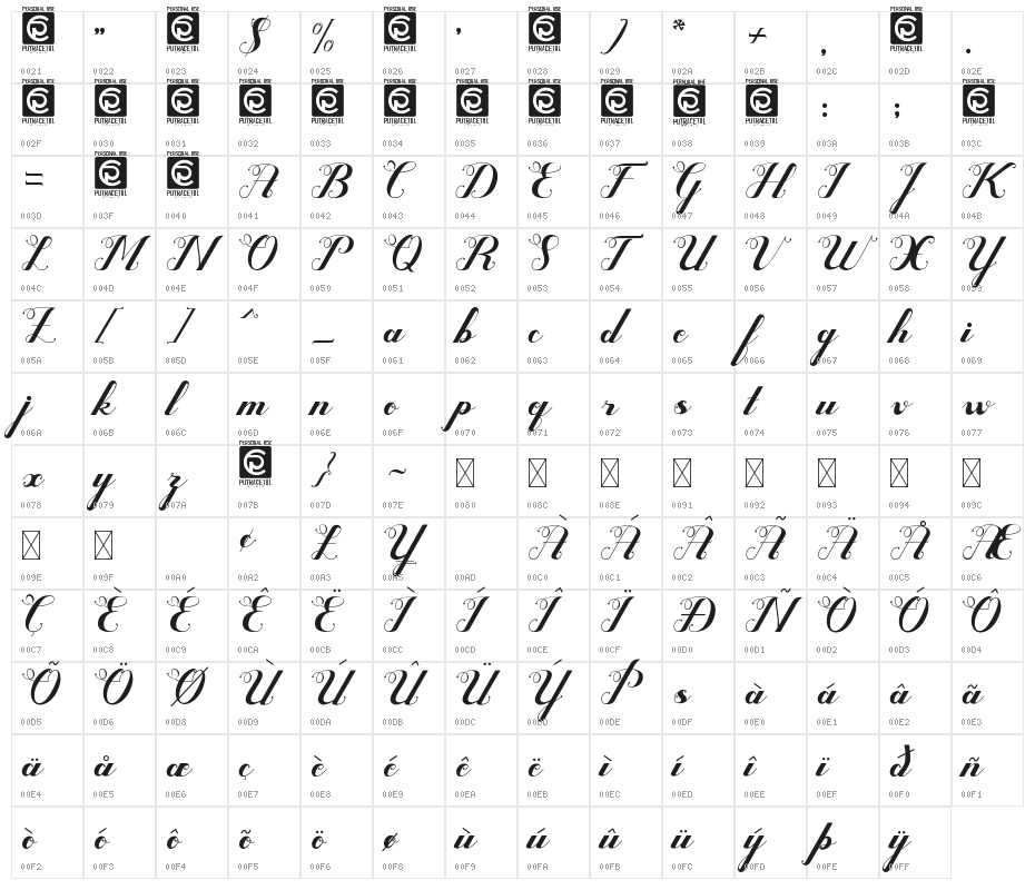 Valentijn FreeVersion Character Map