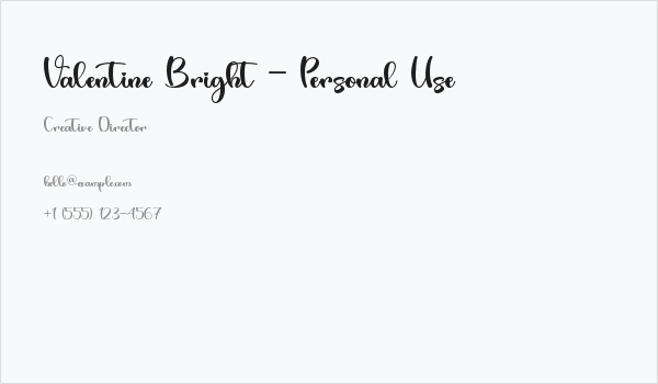 Valentine Bright - Personal Use Business Card
