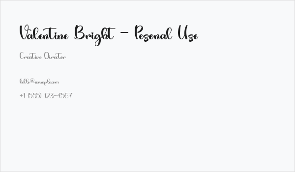 Valentine Bright - Pesonal Use Business Card