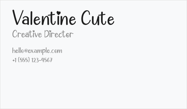 Valentine Cute Business Card