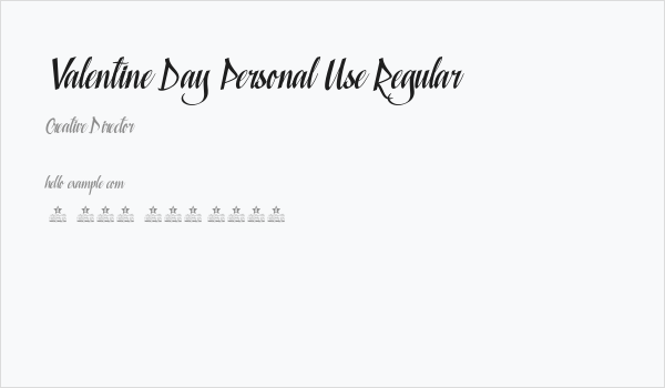 Valentine Day Personal Use Regular Business Card