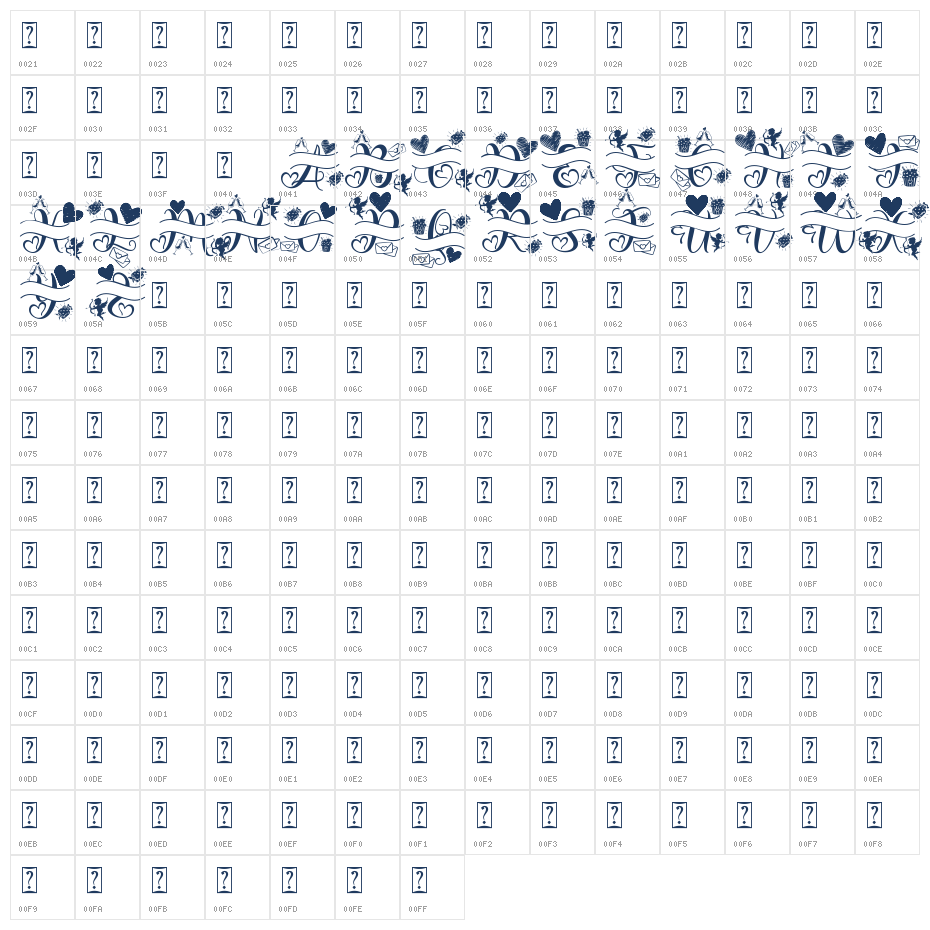 Valentine Delion Monogram Character Map
