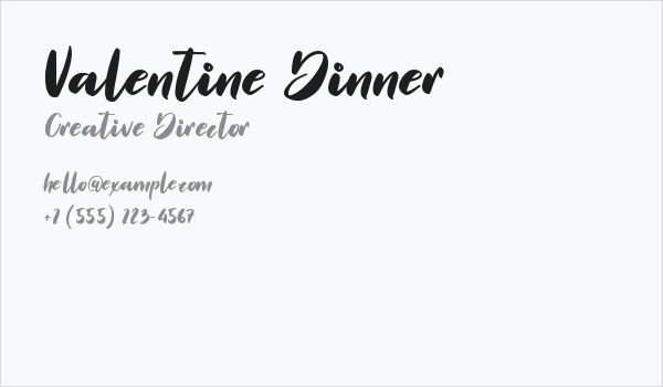 Valentine Dinner Business Card