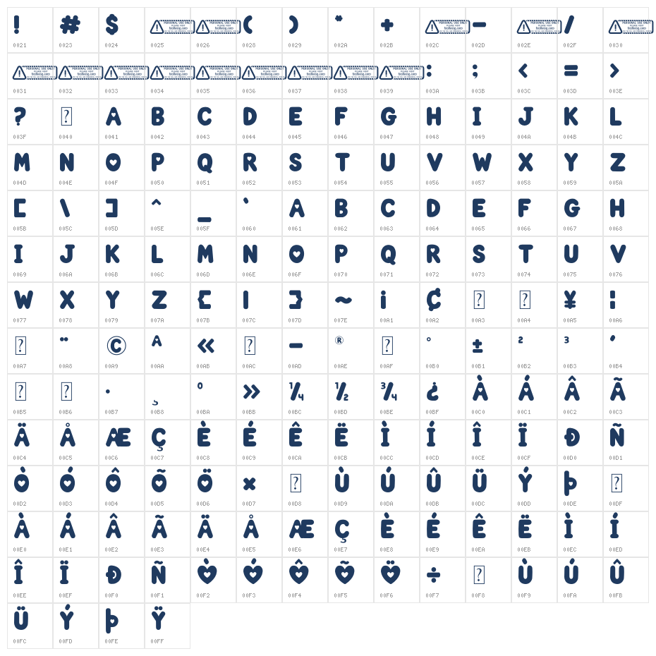 Valentine Heart PERSONAL USE ON Character Map