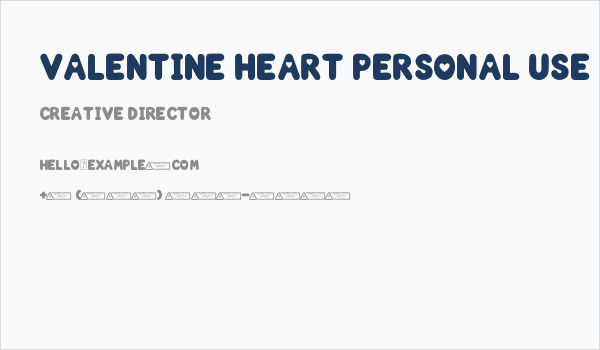 Valentine Heart PERSONAL USE ON Business Card