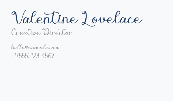 Valentine Lovelace Business Card