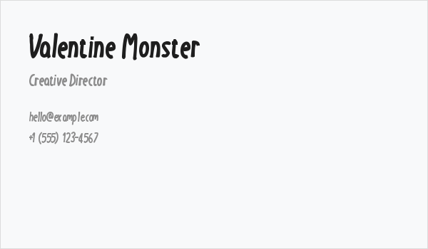 Valentine Monster Business Card