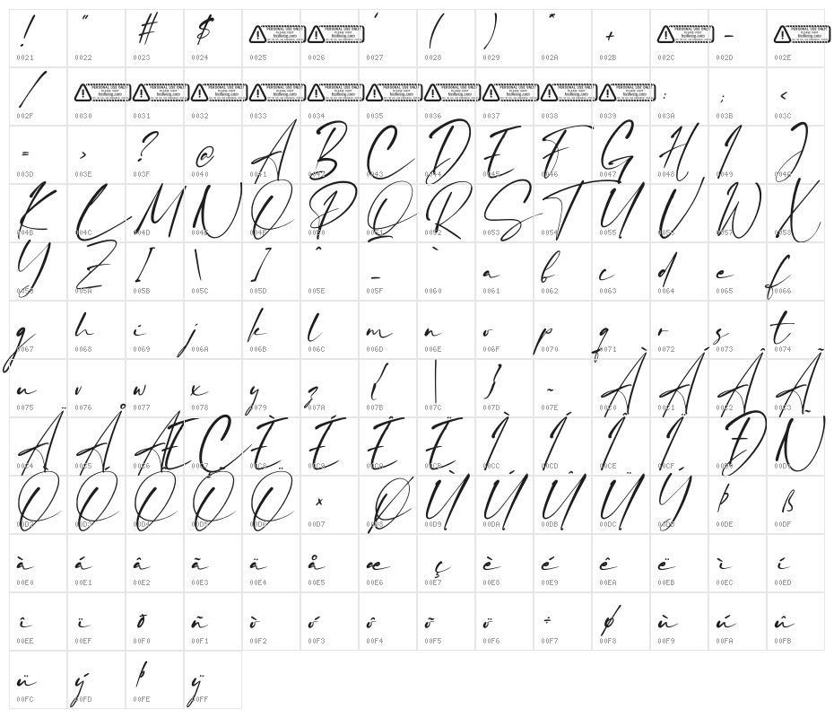 Valentine Romantic PERSONAL USE Character Map