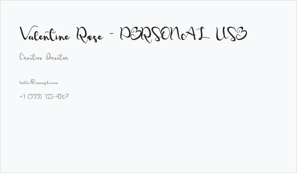 Valentine Rose - PERSONAL USE Business Card