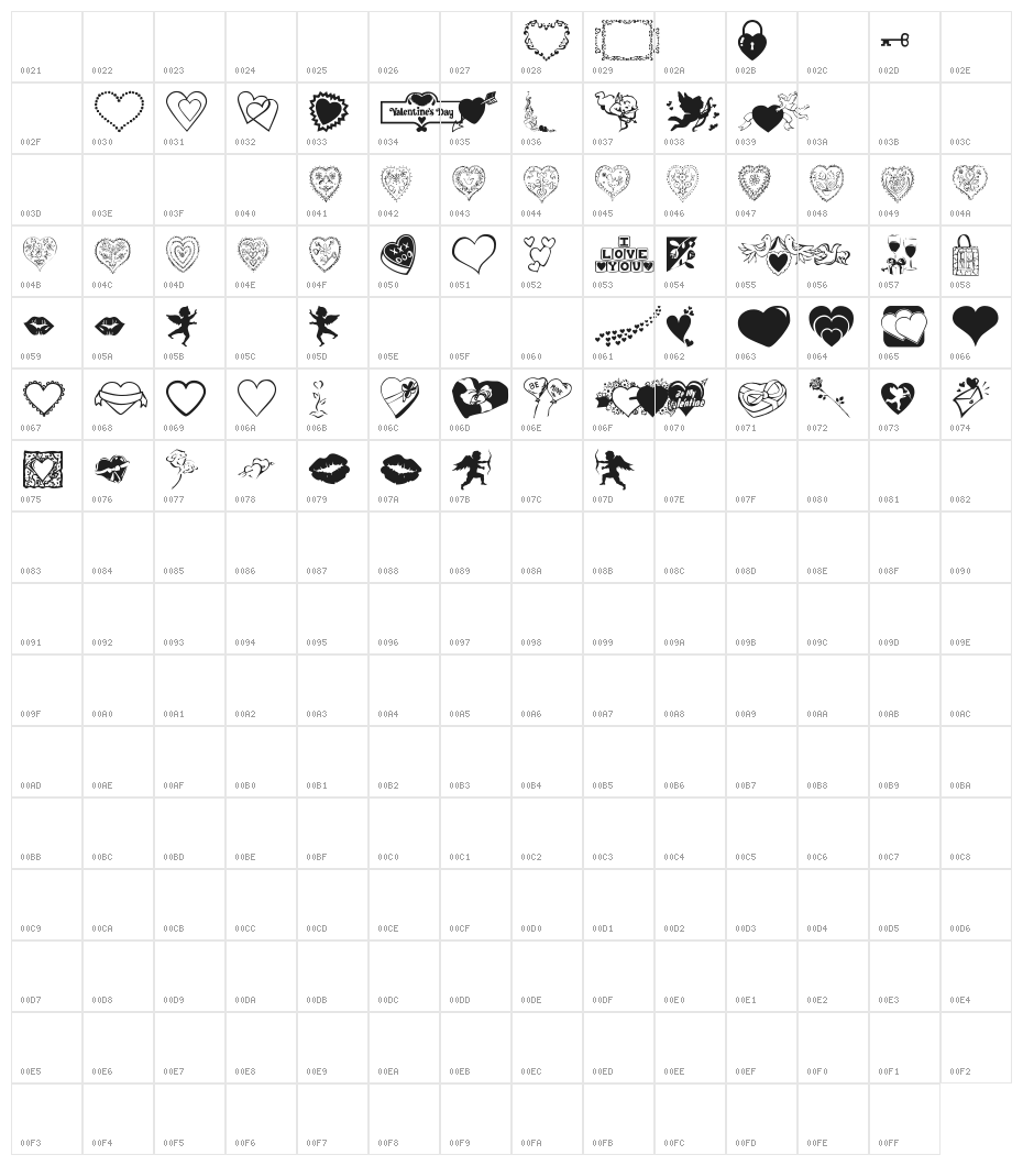 Valentine Things Character Map