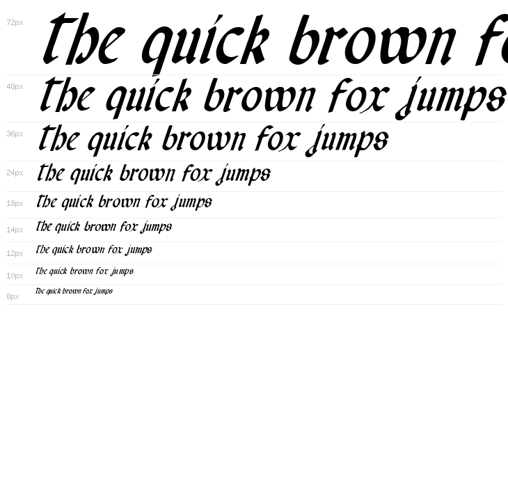 Valerius Condensed Italic Waterfall