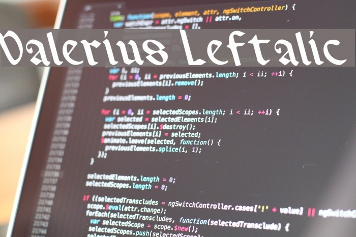 Valerius Leftalic Font examples