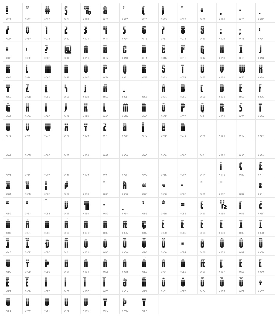 Valiant Times Halftone Character Map