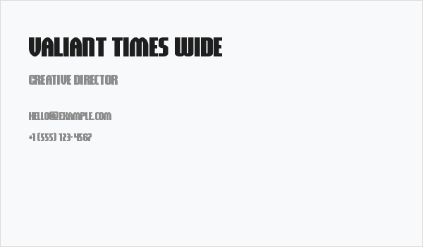 Valiant Times Wide Business Card