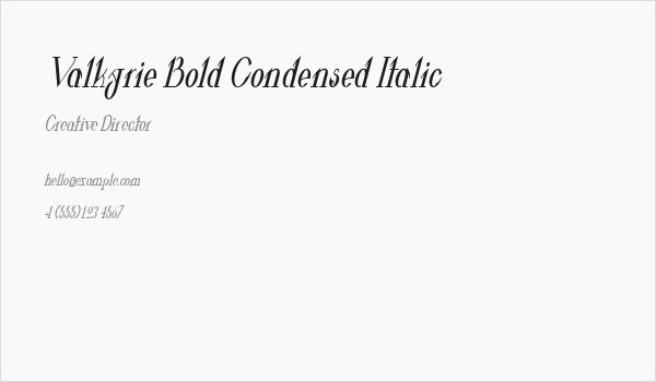 Valkyrie Bold Condensed Italic Business Card