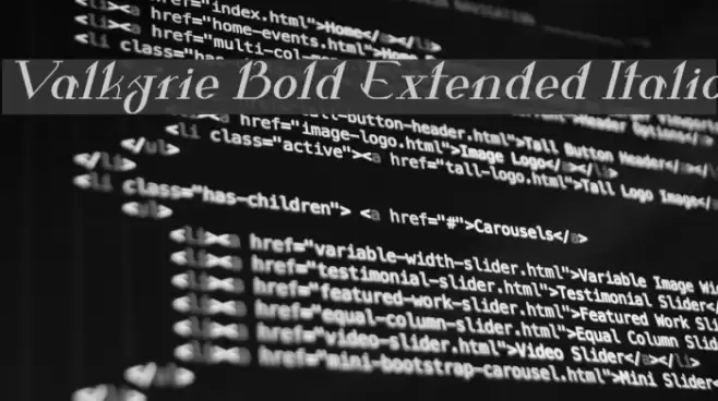 Valkyrie Bold Extended Italic Font examples