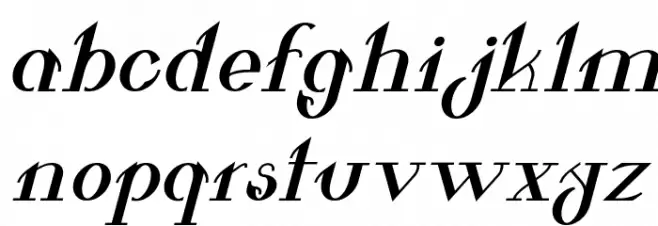 Valkyrie Bold Extended Italic Schriftart Kleinbuchstaben
