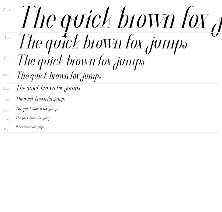 Valkyrie Condensed Italic Waterfall