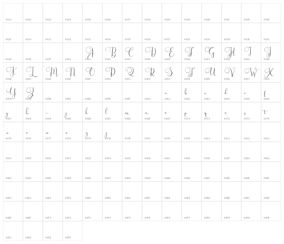 ValleryaFREE Character Map