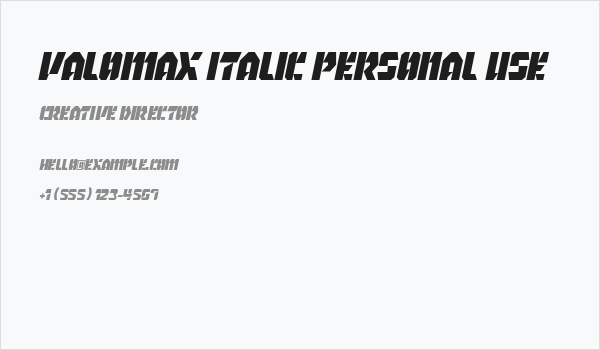 Valomax Italic Personal Use Business Card