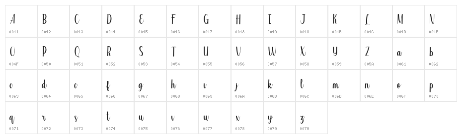 Valsday Script DEMO Regular Character Map