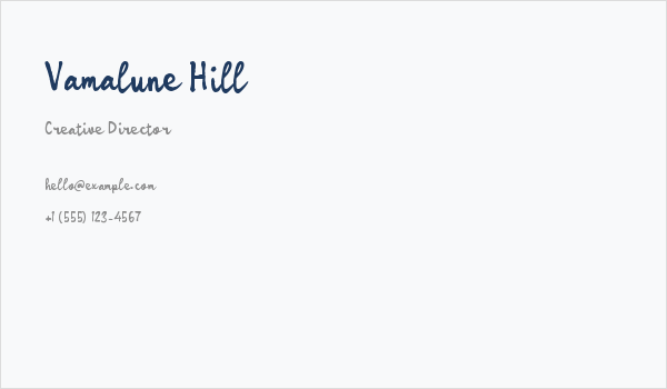 Vamalune Hill Business Card